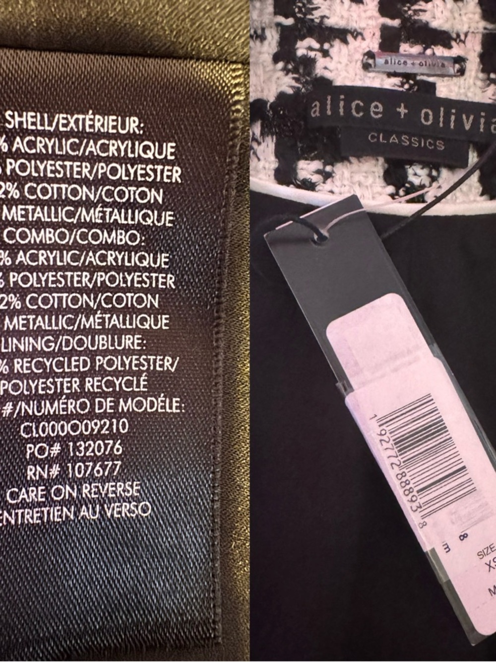 NWT Alice + Olivia Colley Long Tweed Coat . Size XS - Picture 16 of 17